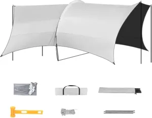 Tunnel Camping Tarp, Portable Waterproof Sun Shelter with Rod, Camping Shelter for Garden, Backyard, Lawn, Beach, Picnic, Outdoor Training