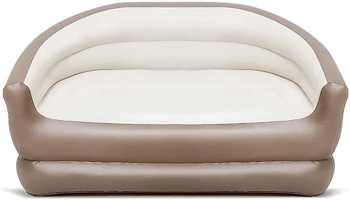 Twin Size Air Mattress Inflatable Sofa，Double Inflatable Chair for Adults-Flodable Blow Up Couch Lounger-Portable Air Sofa for Indoor Living/Tent Camping/Outdoor Activitie（Cream）