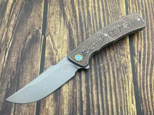 TWO SUN Sixleaf Hero Folding Knife M390 Blade TC4 titanium alloy/Carbon fiber Handle Outdoor Pocket Knife SL-30-M390-Black