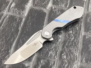 Twosun TS172-M390-TiDamascus Folding Knife Titanium/TiDamascus Handle Pocket Knife
