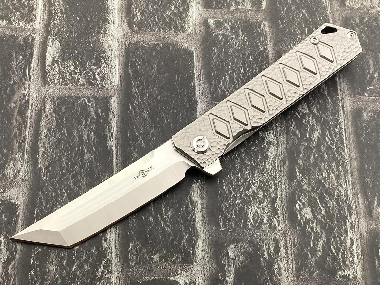 TwoSun TS20-YJ01-V1-Crater Folding Knife YJ01-V1 Blade Titanium Handle Pocket Knife