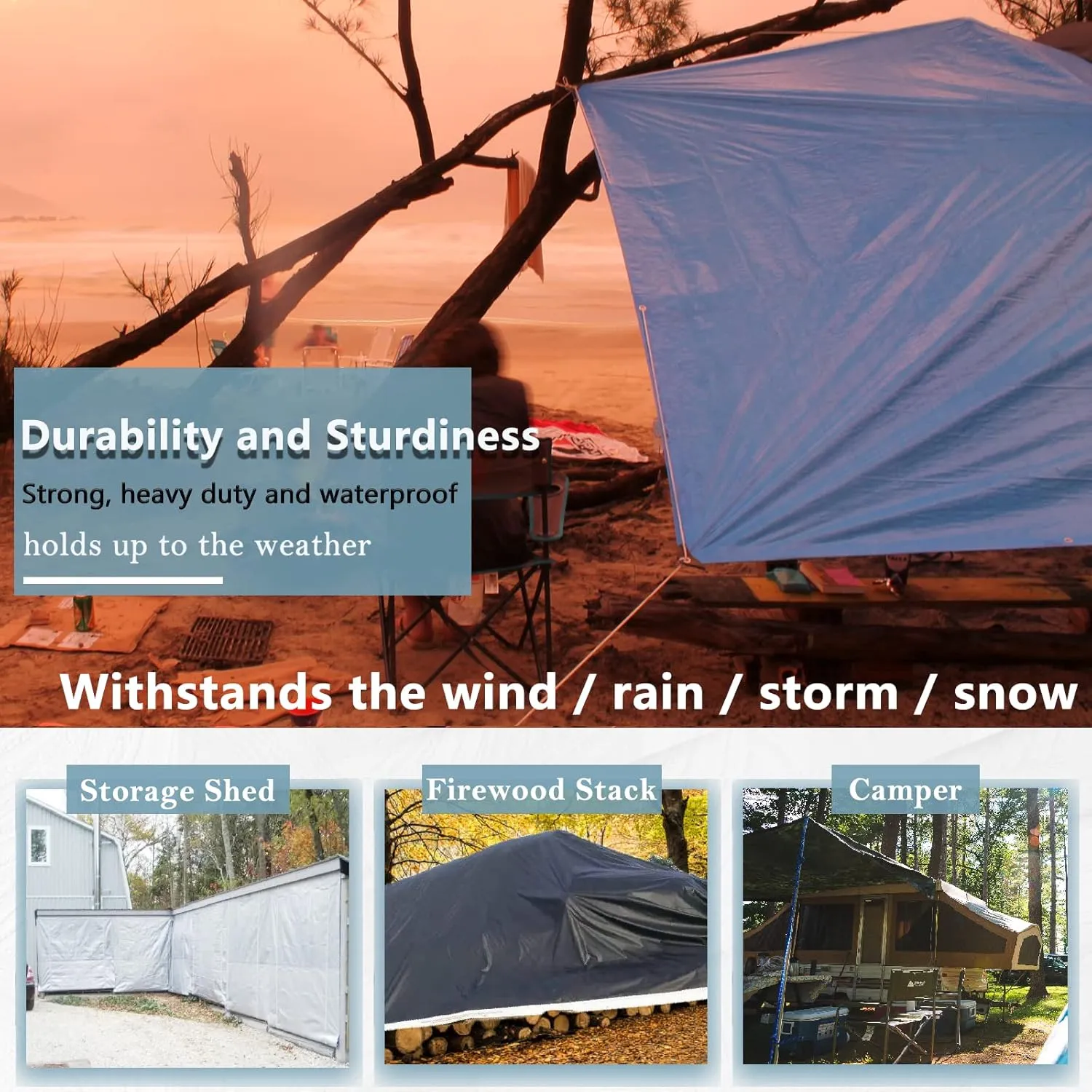 UCINNOVATE 12x13 Ft White/Black Tarp Heavy Duty Waterproof, 10 Mil Durable UV Resistnat Windproof Protective Tarp Cover for Shed Canopy Frame Shelter