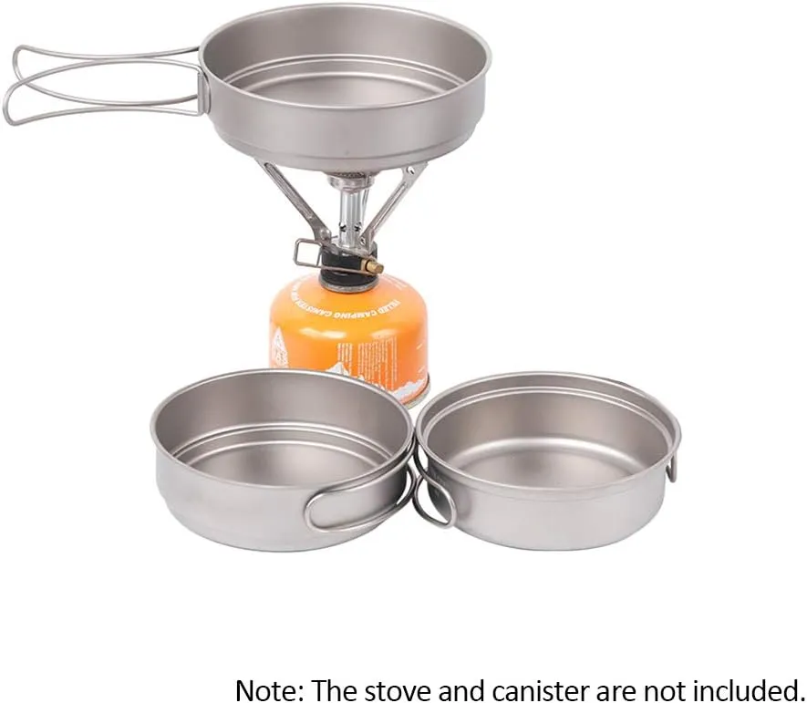 Ultralight Titanium Frypan Outdoor Camping Hiking Backpacking Cooking Frying Pan with Foldable Handles, Ta8335 - 500ml