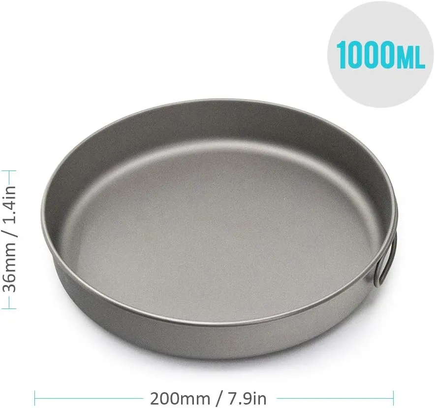 Ultralight Titanium Frypan Outdoor Camping Hiking Picnic Cooking Frying Pan