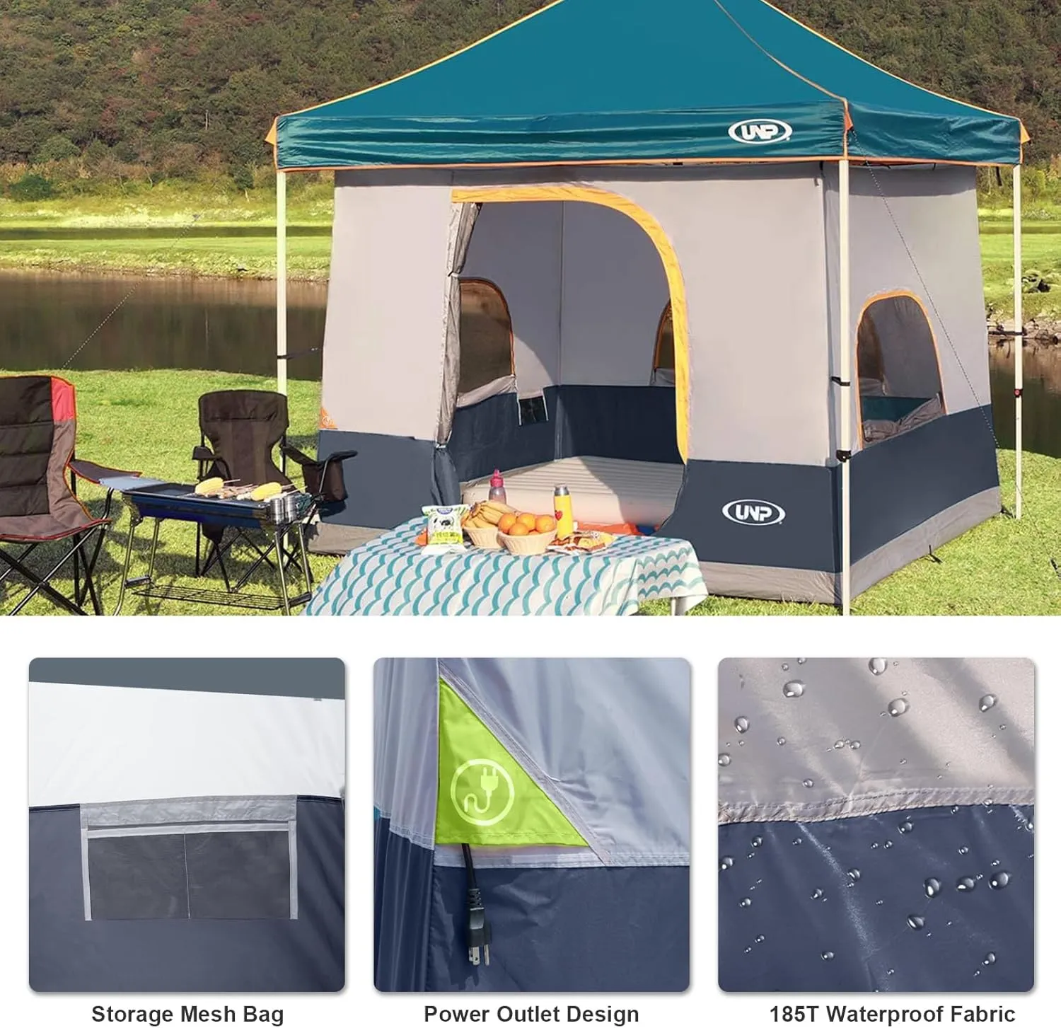 UNP Camping Canopy Tent - Inner Tent for 10' x 10' Pop Up Canopy, Simple Installation, Fully Vented Roof, Enclosed Canopy Space, Dark Blue (Frame NOT Included)
