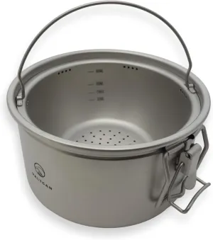 Valtcan 2000ml Titanium Rice Cooker Pot Home and Camping Backpacking Bento Lunch Box with locking Lid for Rapid Easy Rice Making