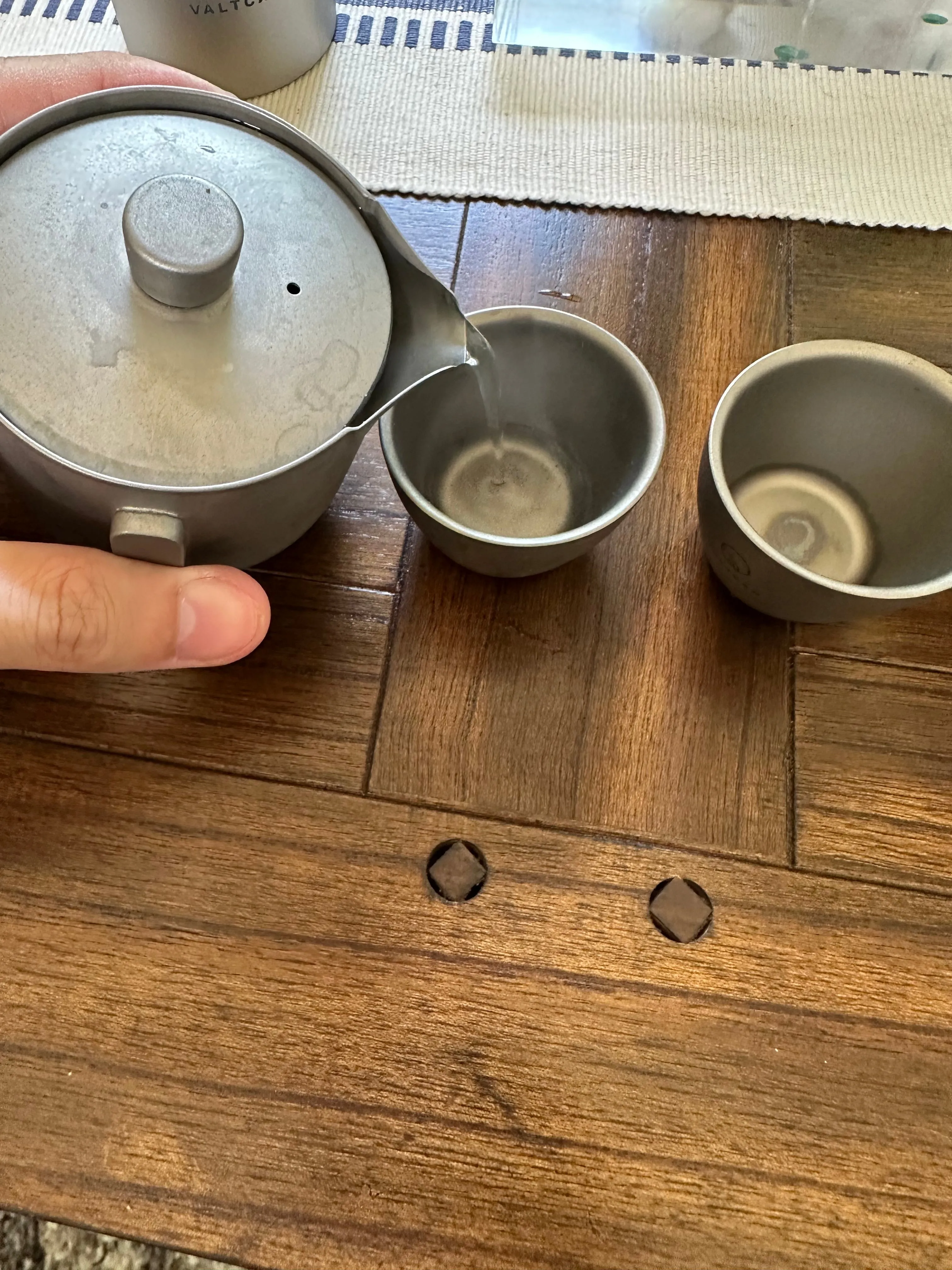 Valtcan Titanium Gaiwan Double Wall Teapot Single Serve Brew Tea Puer Leaves 180ml 6oz 98g