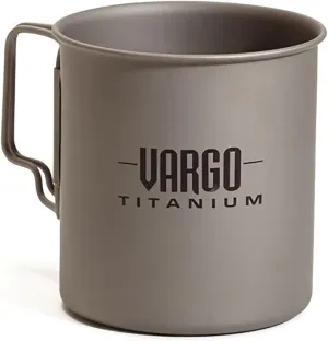 Vargo Titanium Travel Mug | Titanium Coffee Cup with Folding Handles | Light Weight 450 ml Capacity (15 Ounces) Travel Cup | 2.2 Ounces (62 grams) Model T-406