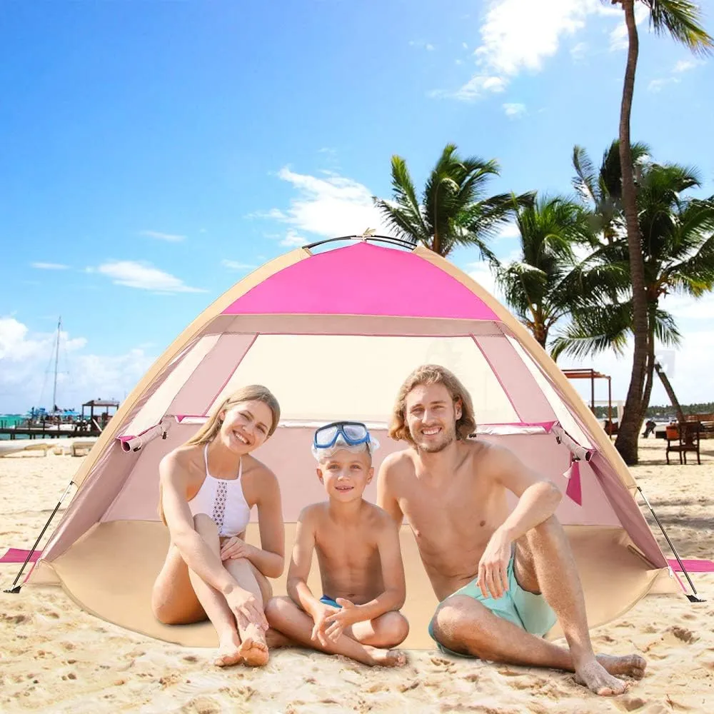 Venustas Beach Tent Sun Shelter for 3-10 Person, UPF 50  UV Protection Canopy, Lightweight and Easy Setup Cabana, Portable Beach Shade