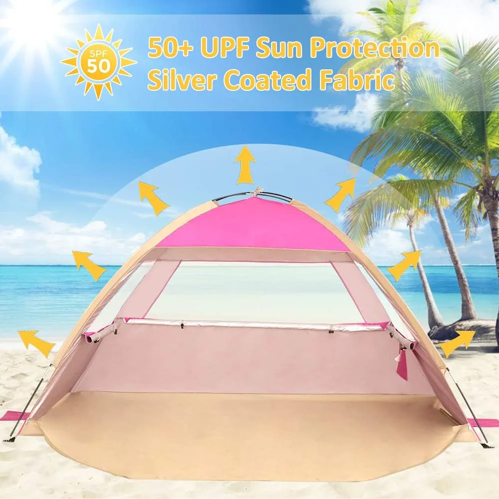 Venustas Beach Tent Sun Shelter for 3-10 Person, UPF 50  UV Protection Canopy, Lightweight and Easy Setup Cabana, Portable Beach Shade