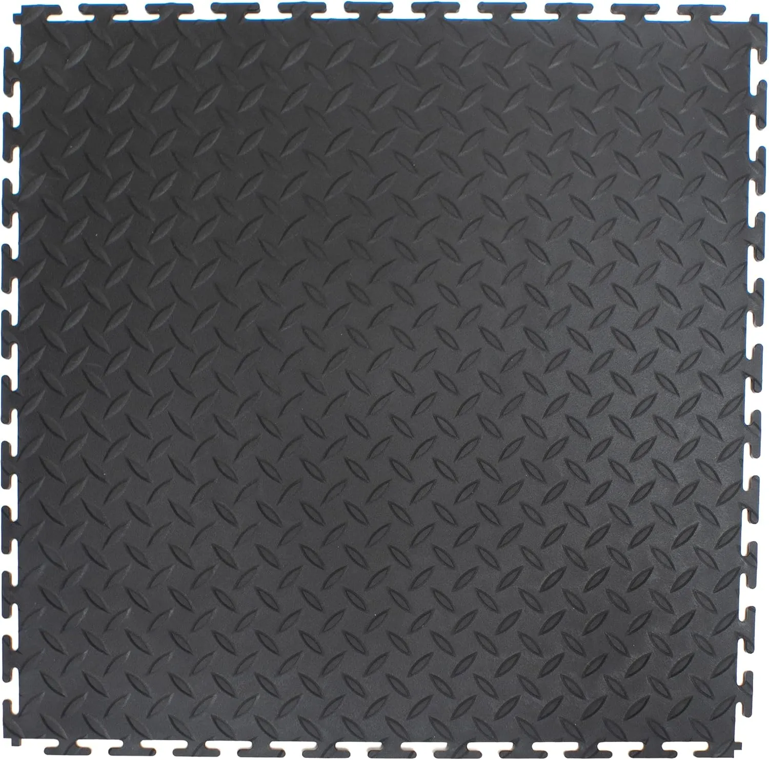 VersaTex Garage Floor 18 x 18 inch Square Rubber Diamond Plate Interlocking Floor Tiles for Home Gym, Garage Flooring, Trade Show Flooring, Basement Tiles, 8 Pack (Black)