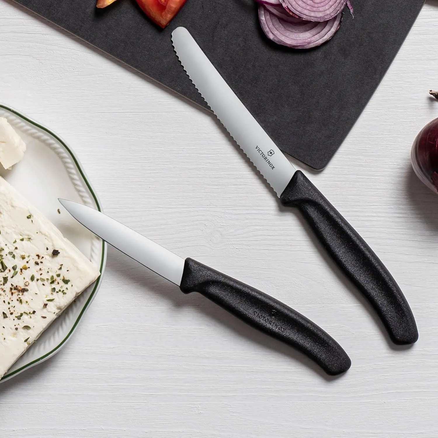 Victorinox 6.7603 3.25 Inch Swiss Classic Paring Knife with Straight Edge, Spear Point, Black, 3.25", 3.25" Paring