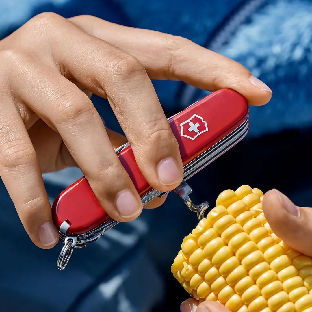 Victorinox Huntsman Swiss Army Knife, 15 Functions, Swiss Made Pocket Knife with Large Blade, Screwdriver, Scissors and Wood Saw - Red