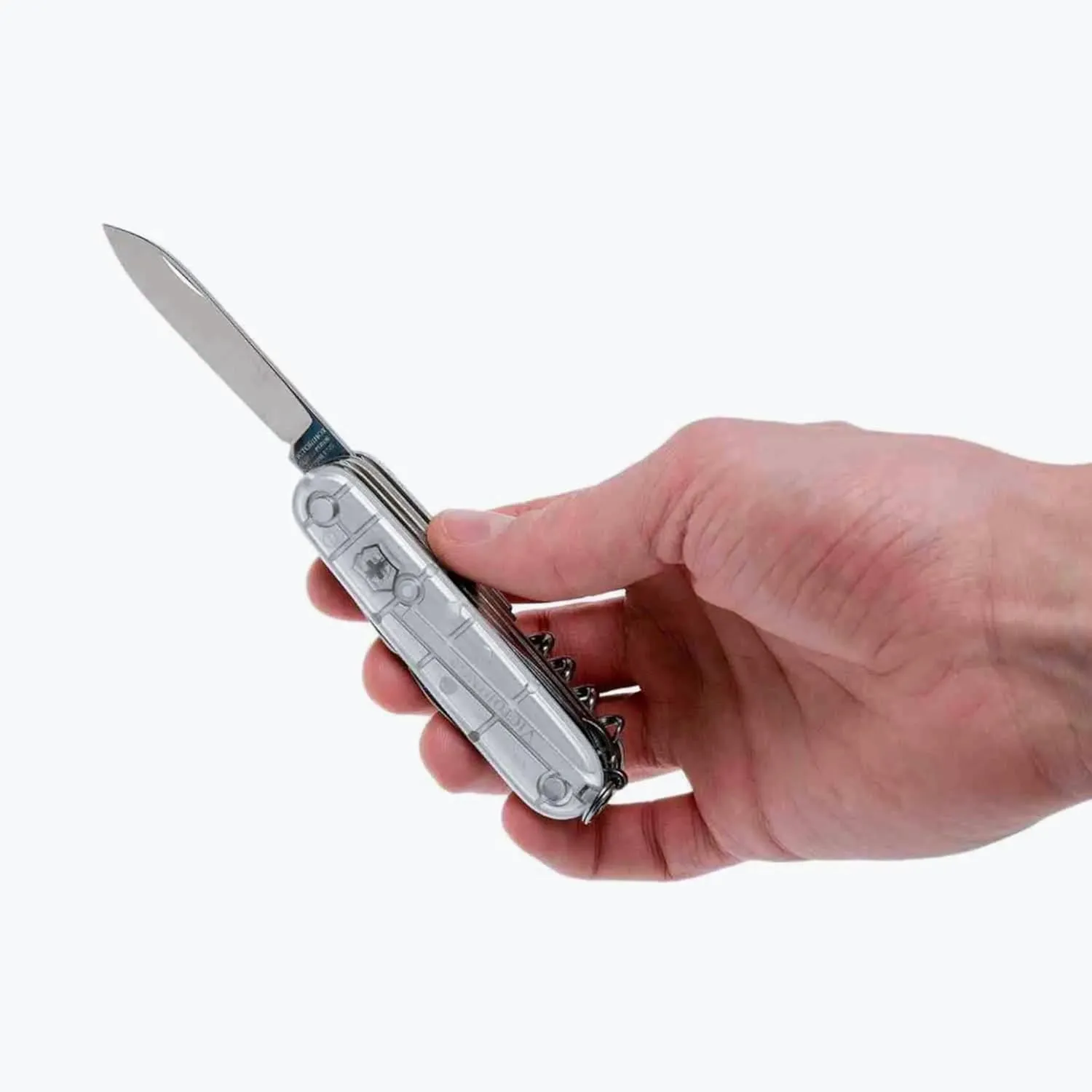 Victorinox Huntsman Swiss Army Knife, 15 Functions, Swiss Made Pocket Knife with Large Blade, Screwdriver, Scissors and Wood Saw - Silver Tech