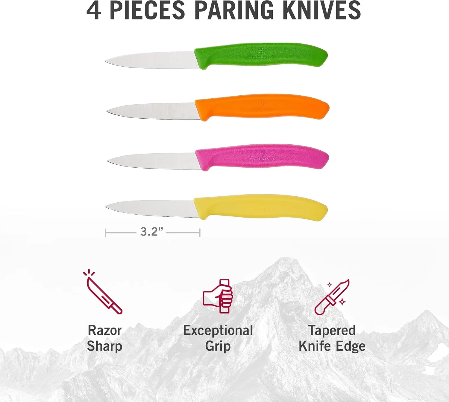 Victorinox Swiss Classic 4 Piece blade 3.2 Inch Paring Knife Set - Pointed Straight Edge