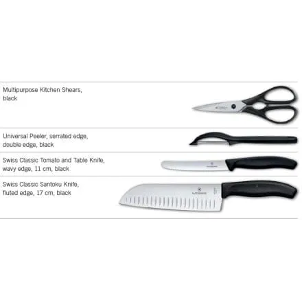Victorinox Swiss Classic Kitchen Set 4 Pieces in Gift Box Black V6.7133.4G
