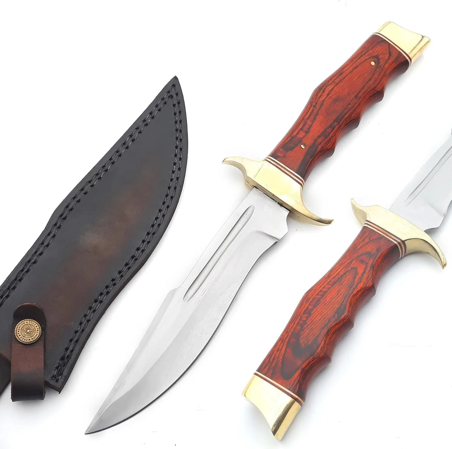 Viking Knife's Hand Forged Crocodile Dundee 14" Bowie Knife With Sheath-Tactical Survival Knifes-Hunting Knife's for Camping, Outdoor, Bushcraft Straight Edge Tracker Knifes - Gift for Men. (VK-HK-04)