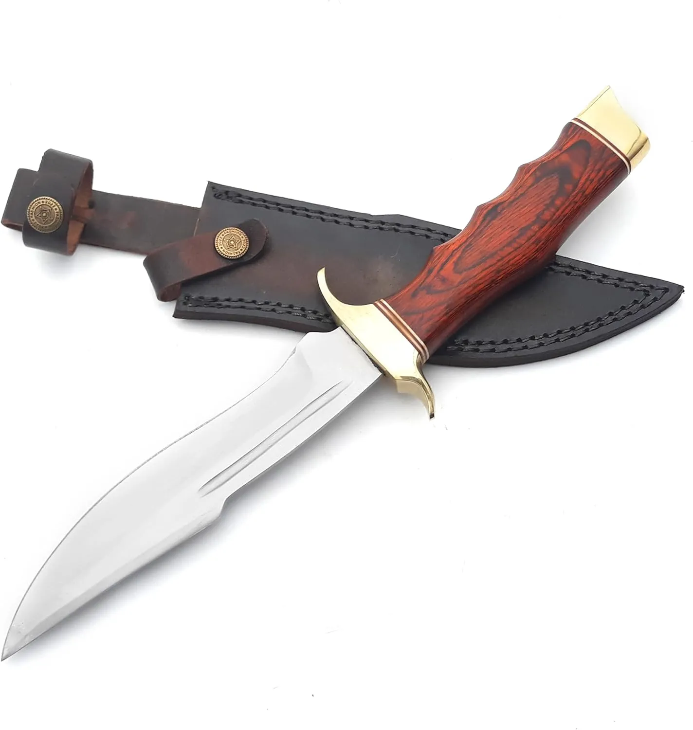 Viking Knife's Hand Forged Crocodile Dundee 14" Bowie Knife With Sheath-Tactical Survival Knifes-Hunting Knife's for Camping, Outdoor, Bushcraft Straight Edge Tracker Knifes - Gift for Men. (VK-HK-04)