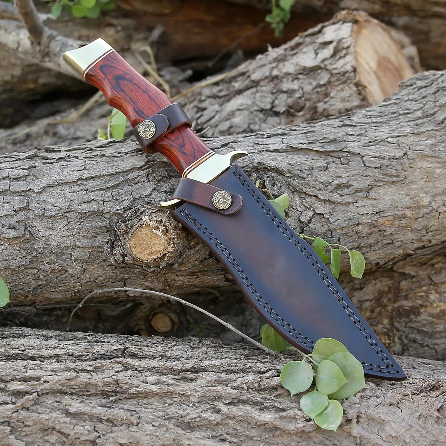 Viking Knife's Hand Forged Crocodile Dundee 14" Bowie Knife With Sheath-Tactical Survival Knifes-Hunting Knife's for Camping, Outdoor, Bushcraft Straight Edge Tracker Knifes - Gift for Men. (VK-HK-04)