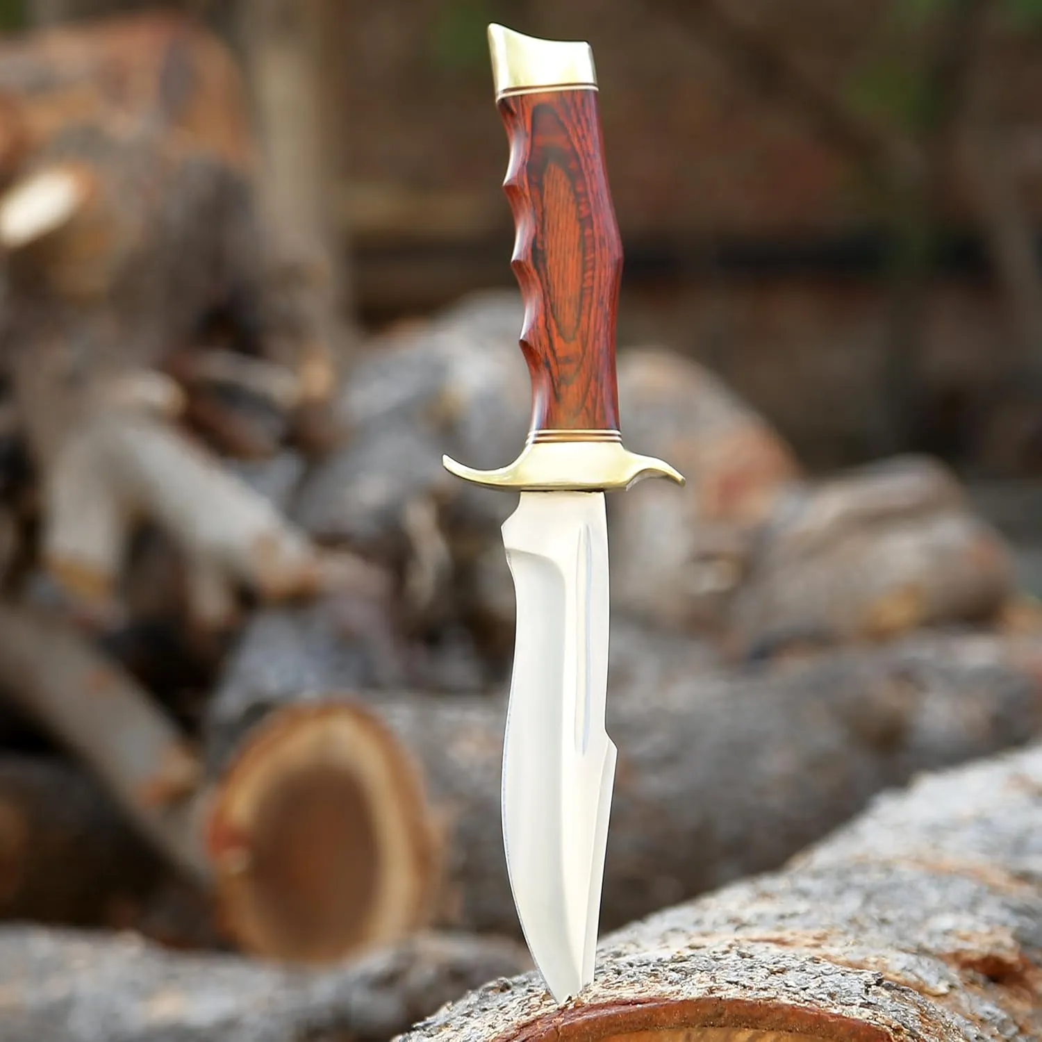 Viking Knife's Hand Forged Crocodile Dundee 14" Bowie Knife With Sheath-Tactical Survival Knifes-Hunting Knife's for Camping, Outdoor, Bushcraft Straight Edge Tracker Knifes - Gift for Men. (VK-HK-04)