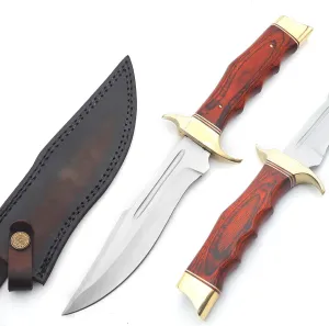 Viking Knife's Hand Forged Crocodile Dundee 14" Bowie Knife With Sheath-Tactical Survival Knifes-Hunting Knife's for Camping, Outdoor, Bushcraft Straight Edge Tracker Knifes - Gift for Men. (VK-HK-04)
