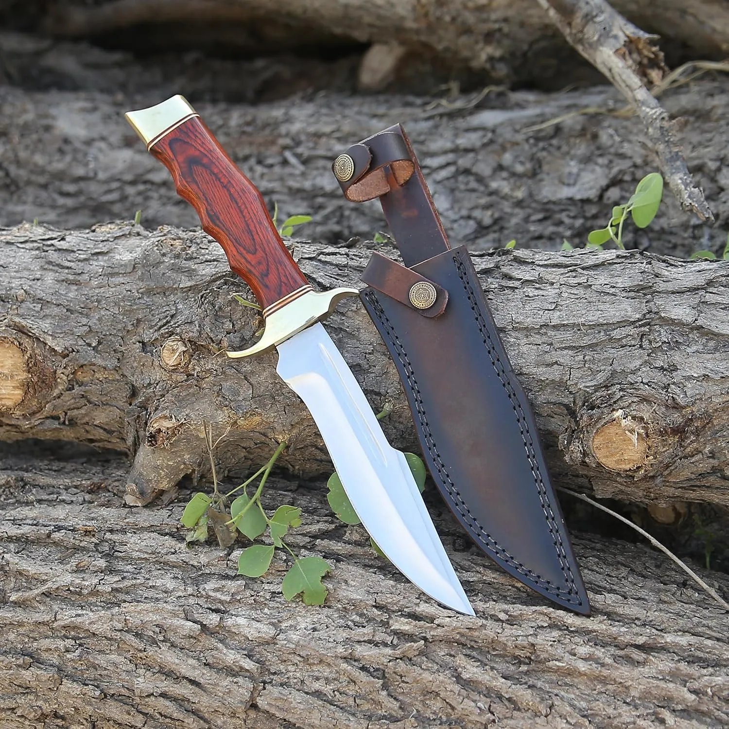 Viking Knife's Hand Forged Crocodile Dundee 14" Bowie Knife With Sheath-Tactical Survival Knifes-Hunting Knife's for Camping, Outdoor, Bushcraft Straight Edge Tracker Knifes - Gift for Men. (VK-HK-04)