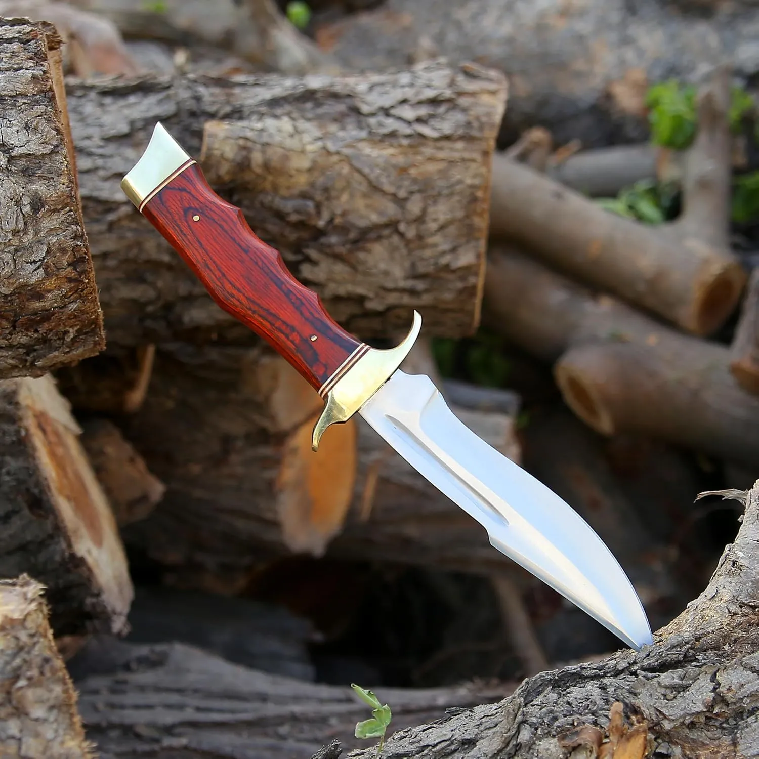 Viking Knife's Hand Forged Crocodile Dundee 14" Bowie Knife With Sheath-Tactical Survival Knifes-Hunting Knife's for Camping, Outdoor, Bushcraft Straight Edge Tracker Knifes - Gift for Men. (VK-HK-04)