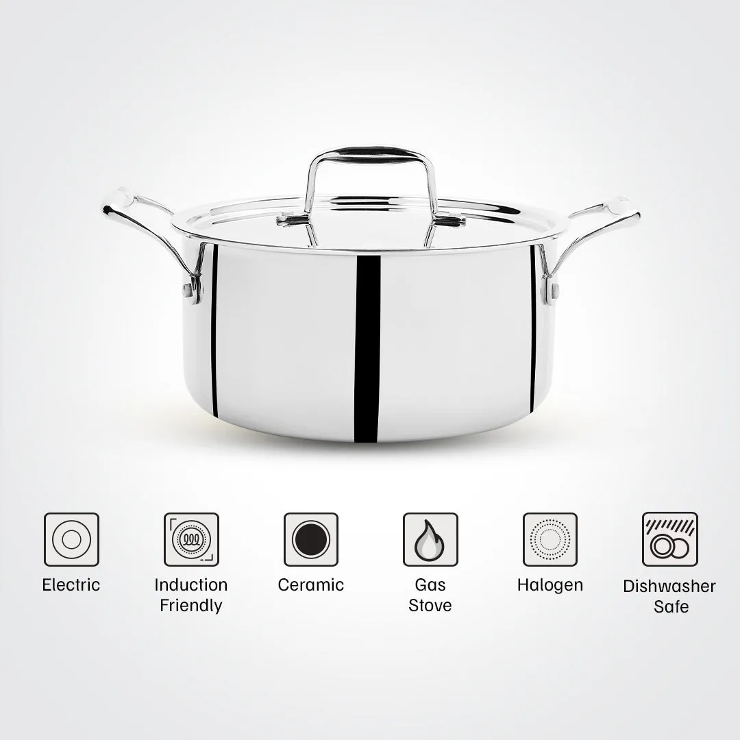 VINOD Doniv Titanium Triply Stainless Steel Sauce Pot with Cover 22 cms, Capacity 4.00 Liter