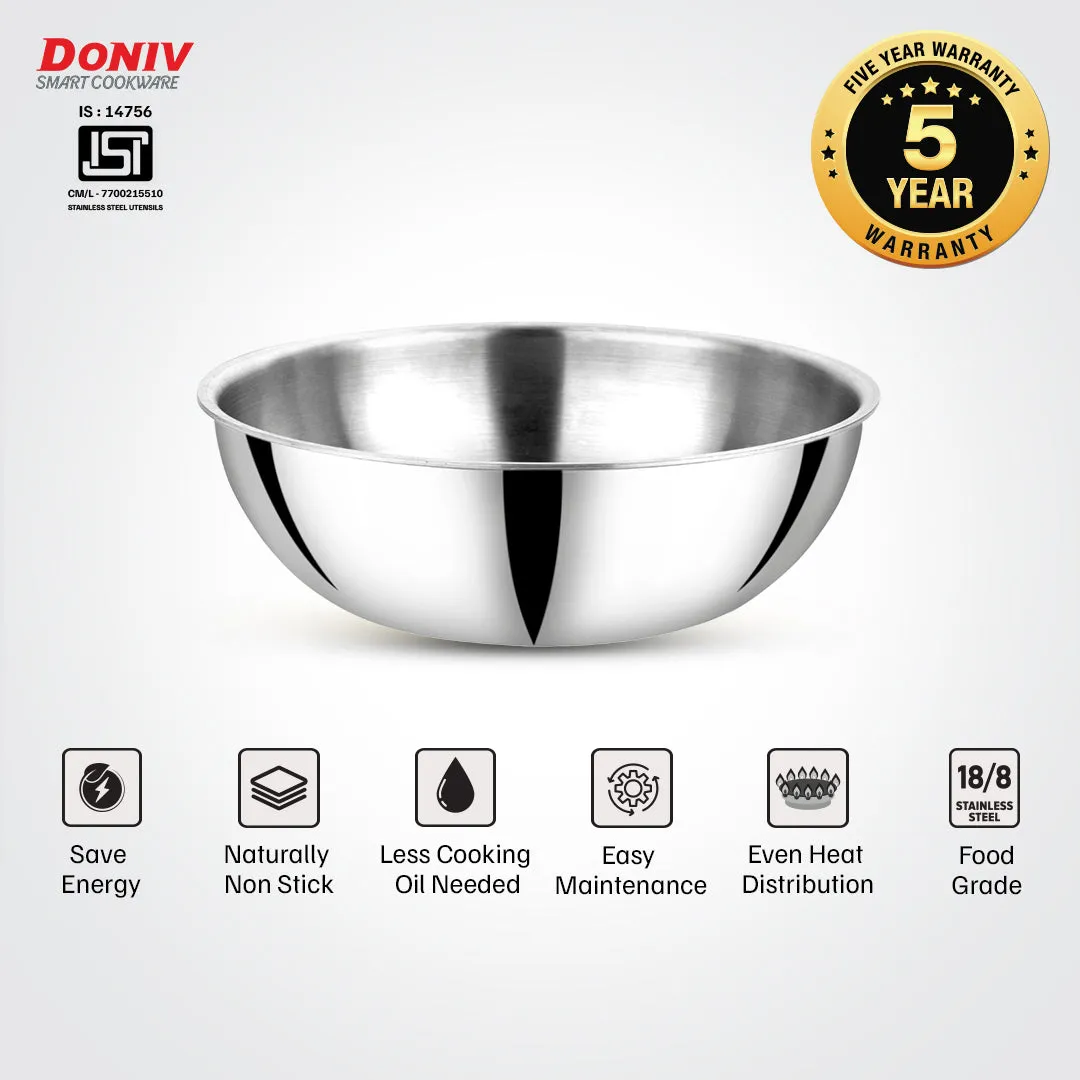 VINOD Doniv Titanium Triply Stainless Steel Tasla 24 cms, 2.60 Liter Capacity, Induction Friendly