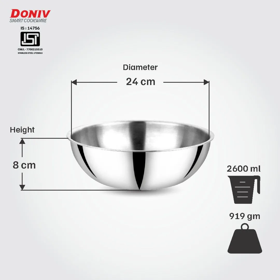VINOD Doniv Titanium Triply Stainless Steel Tasla 24 cms, 2.60 Liter Capacity, Induction Friendly