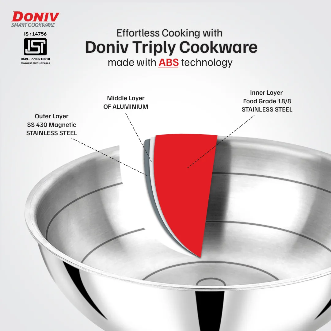 VINOD Doniv Titanium Triply Stainless Steel Tasla 24 cms, 2.60 Liter Capacity, Induction Friendly