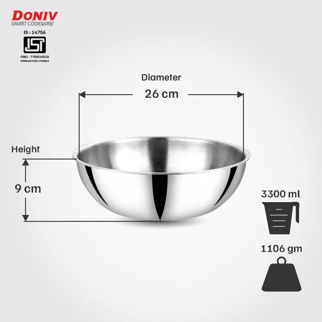 VINOD Doniv Titanium Triply Stainless Steel Tasla 26 cms, 3.30 Liter Capacity, Induction Friendly