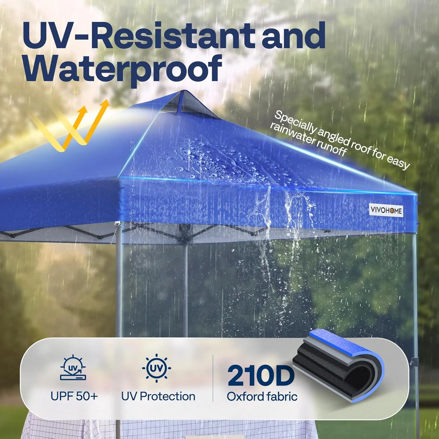 VIVOHOME 10x10ft Pop Up Canopy Tent One Push Setup Outdoor Portable Shelter Tent Heavy Duty with Wheel Carry Bag and 4 Sandbags, Blue