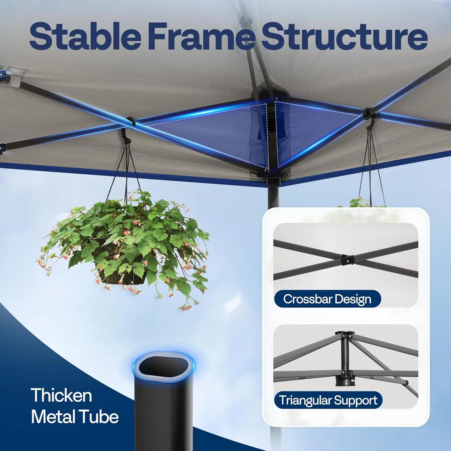 VIVOHOME 10x10ft Pop Up Canopy Tent One Push Setup Outdoor Portable Shelter Tent Heavy Duty with Wheel Carry Bag and 4 Sandbags, Blue