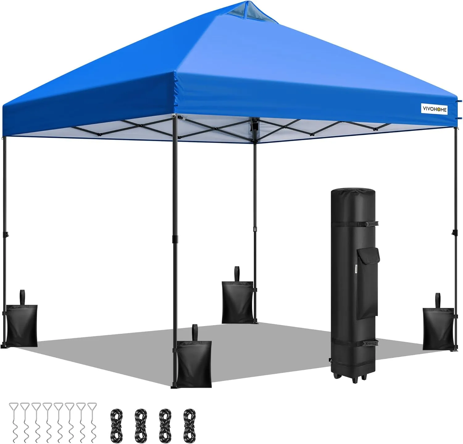 VIVOHOME 10x10ft Pop Up Canopy Tent One Push Setup Outdoor Portable Shelter Tent Heavy Duty with Wheel Carry Bag and 4 Sandbags, Blue