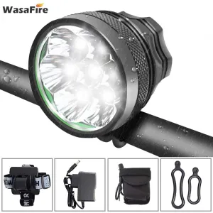 WasaFire 10000 Lumen Bicycle Light 7* XML T6 Bike Headlight Cycling LED MTB Bike Front Light   Rechargeable 18650 Battery Pack