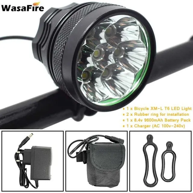WasaFire 10000 Lumen Bicycle Light 7* XML T6 Bike Headlight Cycling LED MTB Bike Front Light   Rechargeable 18650 Battery Pack