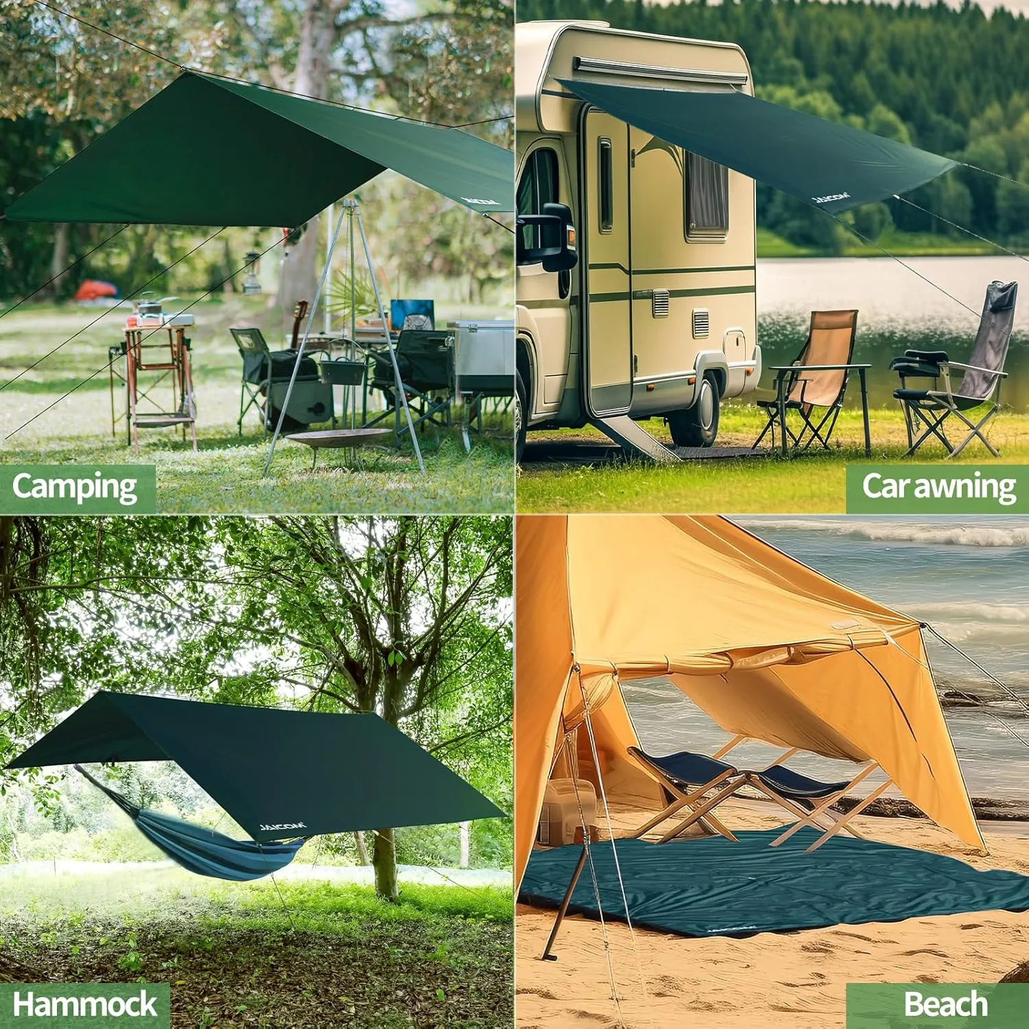 Waterproof Camping Tarp - 10X10ft Hammock Rain Fly, Ultralight & Portable & UV Protection Backpacking Tarp, Multifunctional for Outdoor Adventure, Hiking, Tent, Hammock