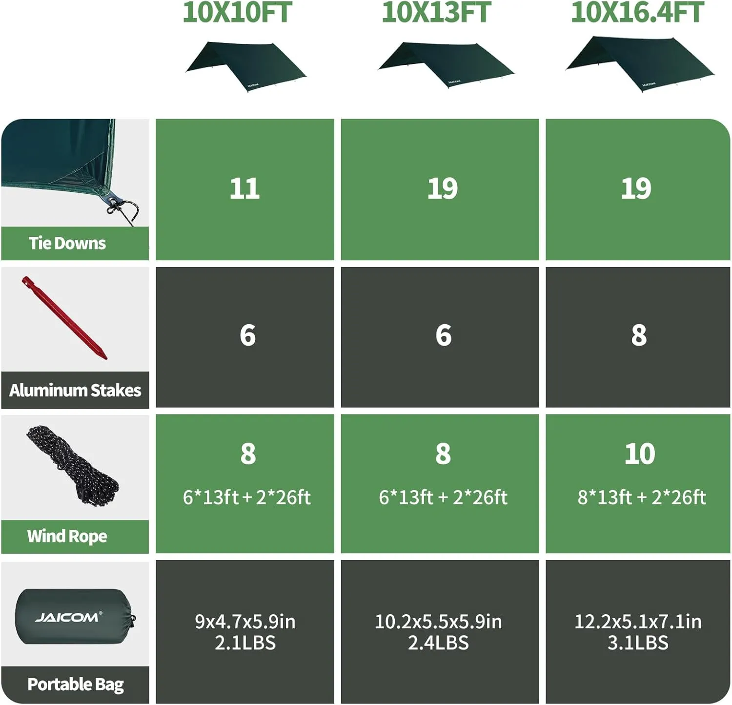 Waterproof Camping Tarp - 10X10ft Hammock Rain Fly, Ultralight & Portable & UV Protection Backpacking Tarp, Multifunctional for Outdoor Adventure, Hiking, Tent, Hammock