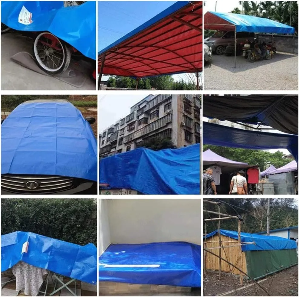 Waterproof Lightweight Tarpaulin Cover Ground Sheet Cover Heavy Duty Tarp Camping Sheet with Eyelets, for Canopy Tent Garden Pool Truck,Blue,2x3m (Blue 1x2m)