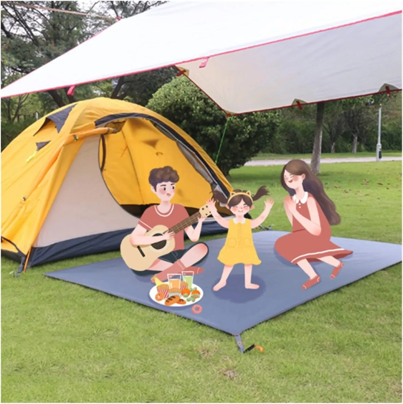 Watertight Camping Tarp Thicken Picnic Mat Durable Beach Pad Multifunctional Tent Footprint Sun Canopy Ground Sheet for Hiking (Color : /, Size : M)