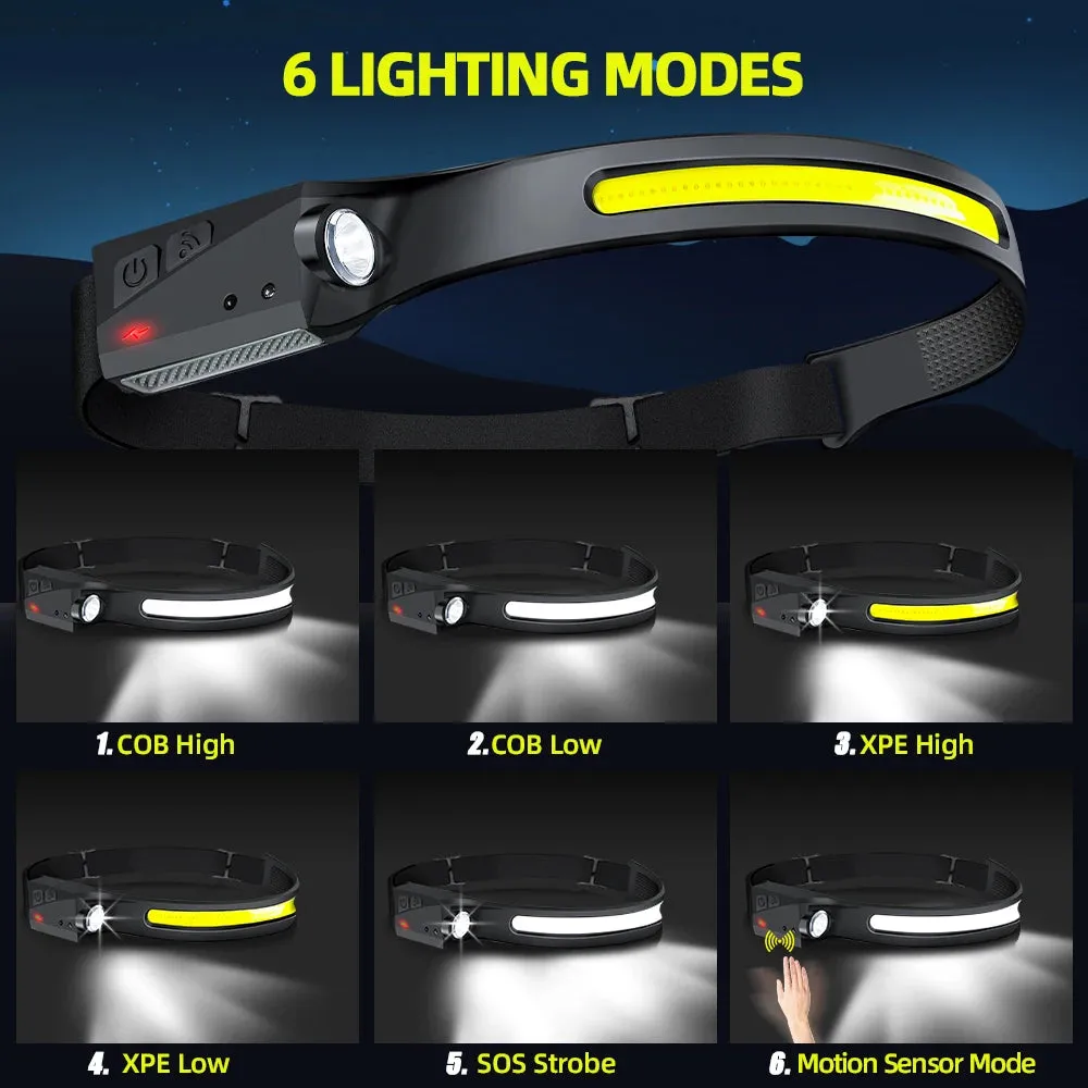 Wave Sensor 2 in 1 XPE COB Rechargeable LED  Headlamp