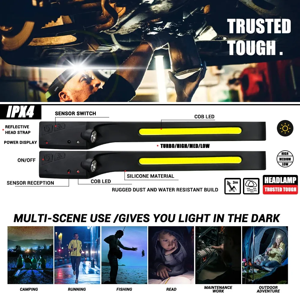 Wave Sensor 2 in 1 XPE COB Rechargeable LED  Headlamp