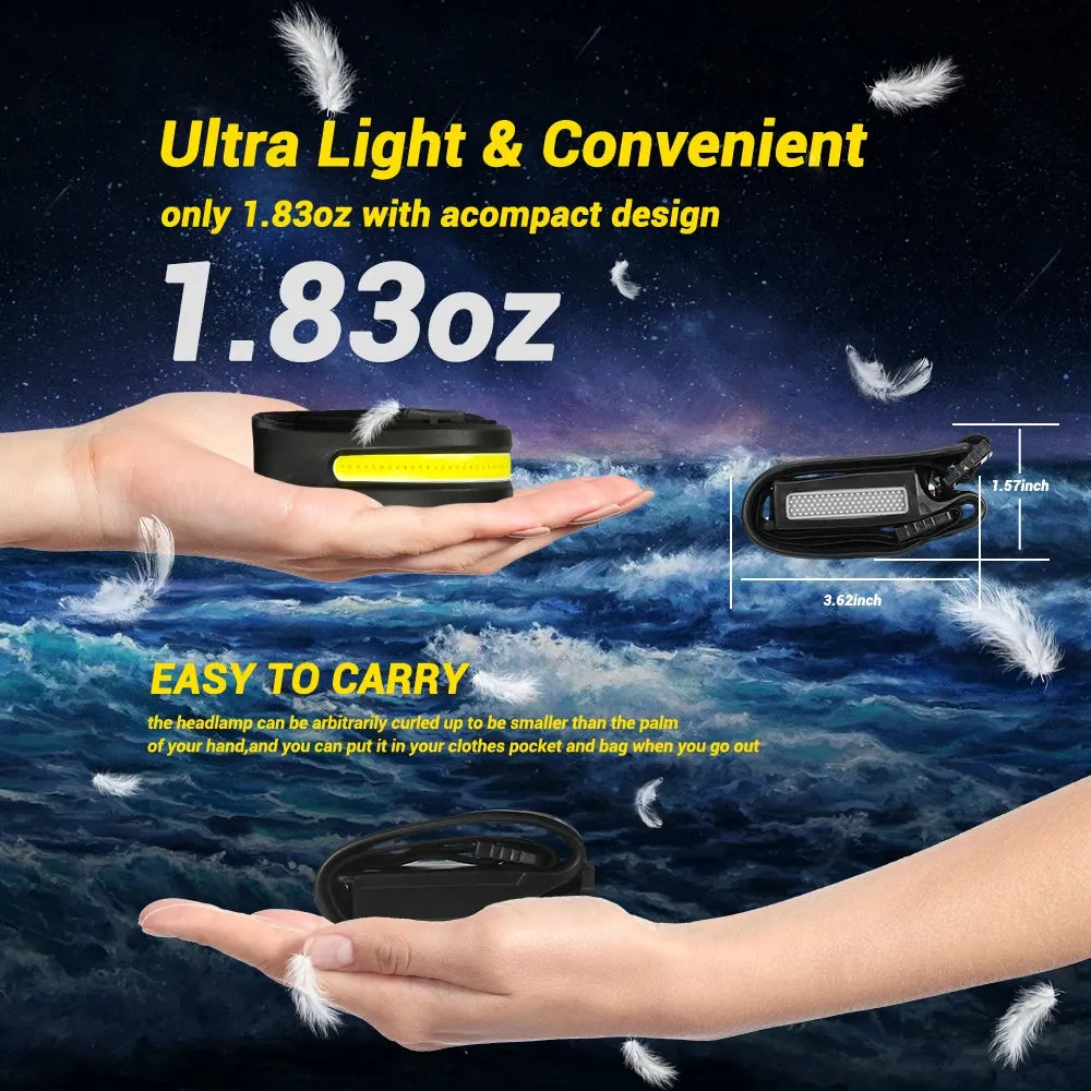 Wave Sensor 2 in 1 XPE COB Rechargeable LED  Headlamp