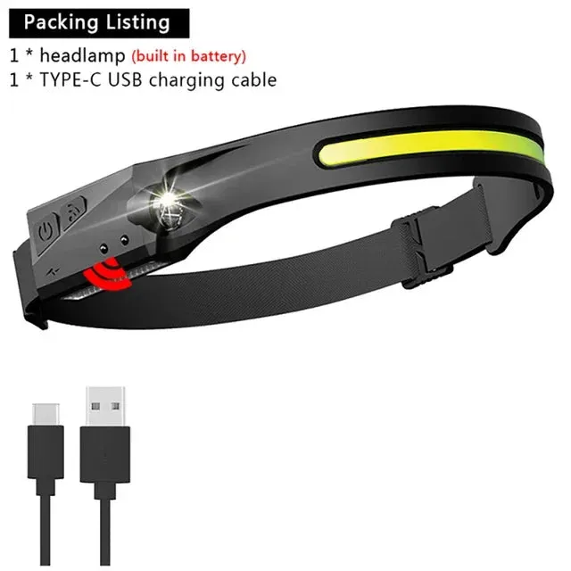 Wave Sensor 2 in 1 XPE COB Rechargeable LED  Headlamp