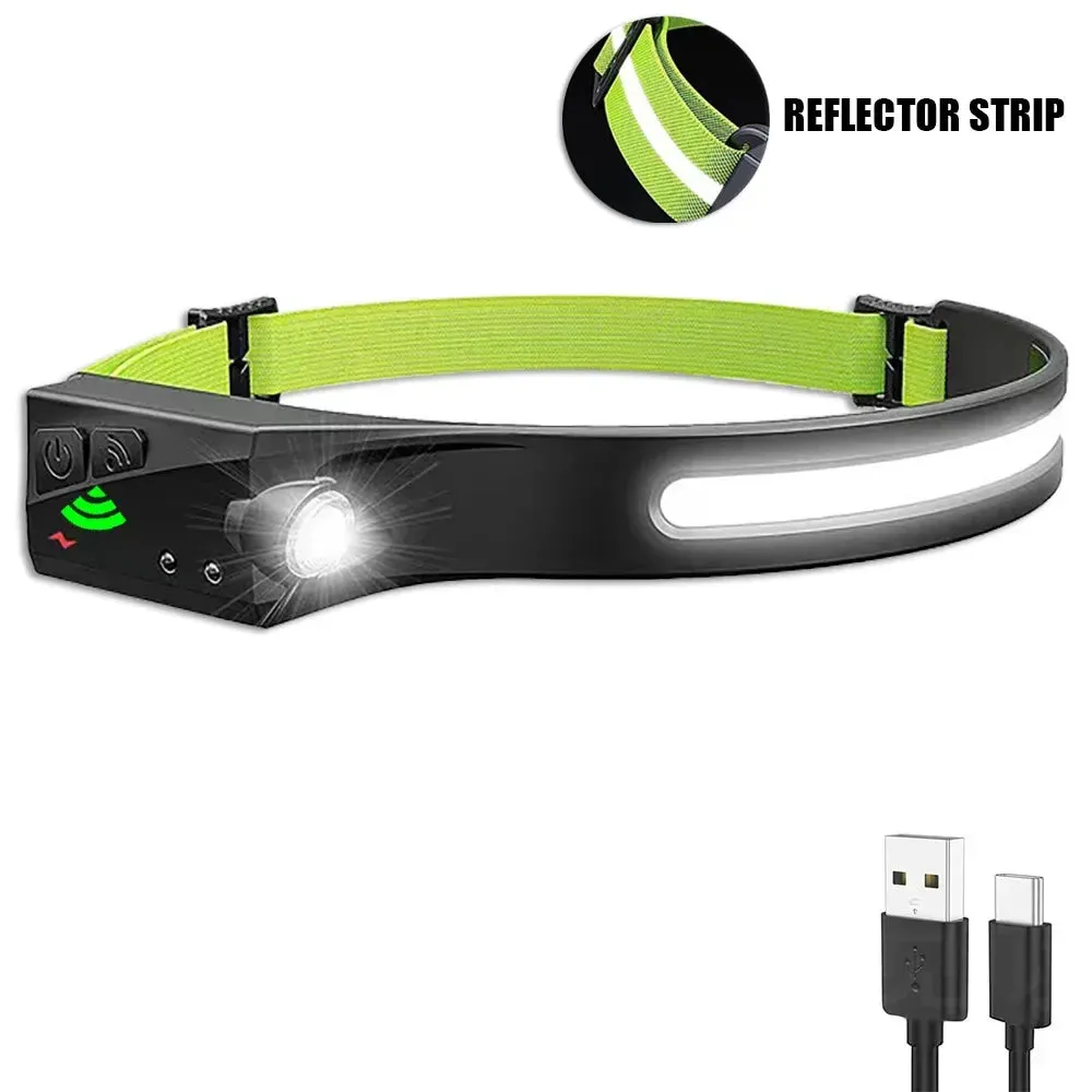 Wave Sensor 2 in 1 XPE COB Rechargeable LED  Headlamp