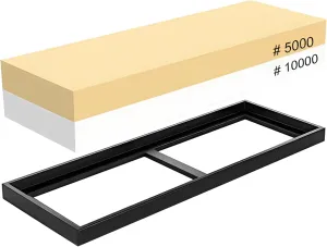 Whetstone 5000/10000 Grit Sharpening Stone, VECU 2 Side Polishing Kit Professional Waterstone Sharpener for Kitchen Cutlery and Outdoor Blades Polishing Tools, Waterstone Rubber Stone Holder Included