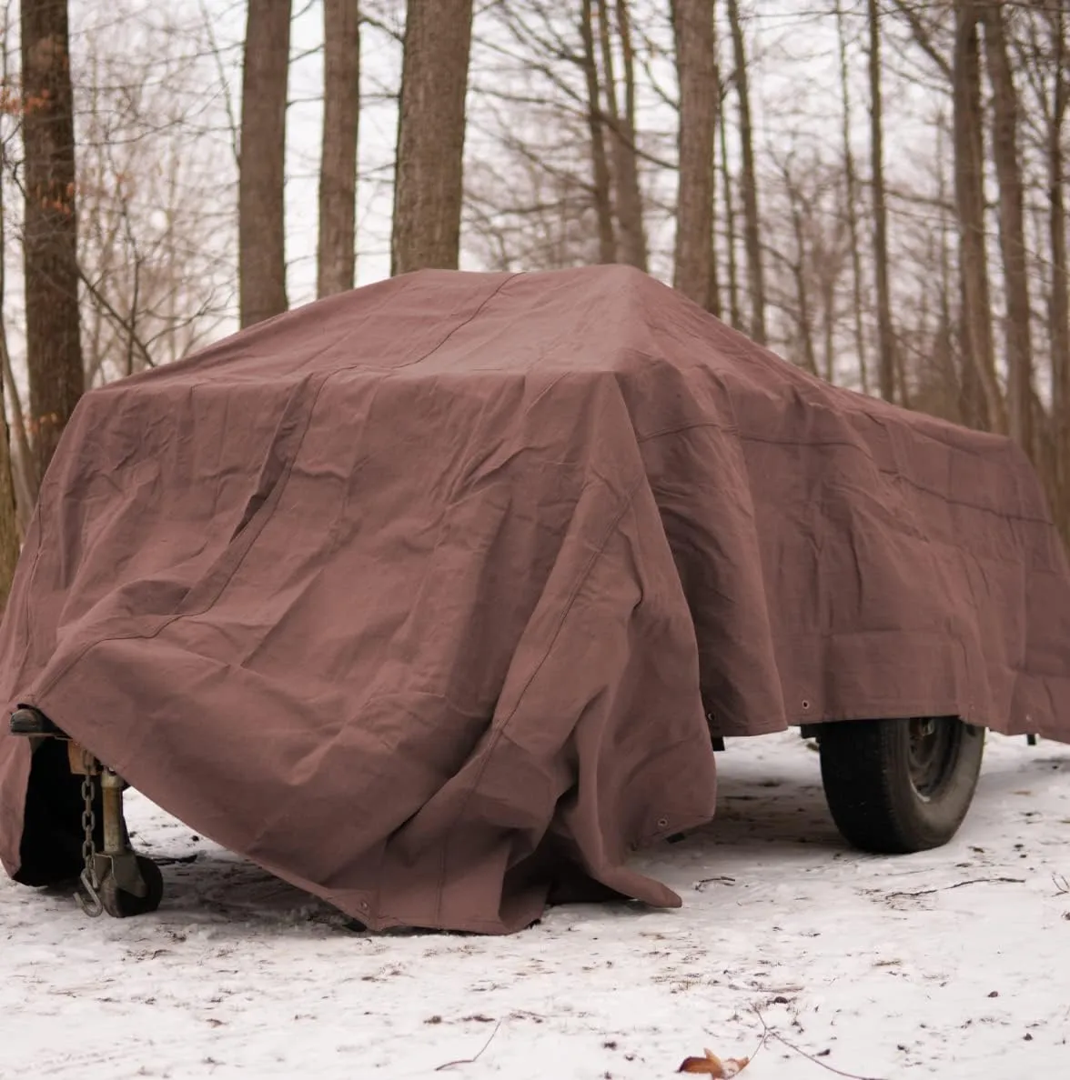 WHITEDUCK 6'x8' Canvas Tarp 18 oz/37 Mil Heavy Duty Waterproof UV Resistant, Rustproof Grommets, Industrial & Commercial Use Cloth Tarp (Finished Size: 5'6"x7'6", Brown)