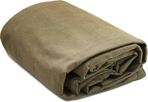 WHITEDUCK Canvas Tarp 18 oz. Heavy Duty Waterproof UV Resistant, Rustproof Grommets, Industrial & Commercial Use Cloth Tarp (Cut Size: 10'x14', Finished Size: 9'6"x13'6", Olive Drab)