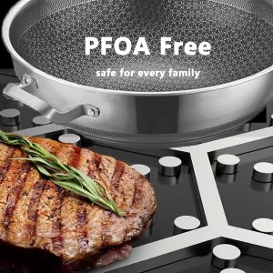 Wok Pan,Hybrid Nonstick 14 Inch Wok with Lid,Induction Non Stick Stainless Steel Large Deep Woks&Stir-Fry Pans,Stay-Cool Handle Skillets,PFOA Free Cookware,14 Inch Wok Pan